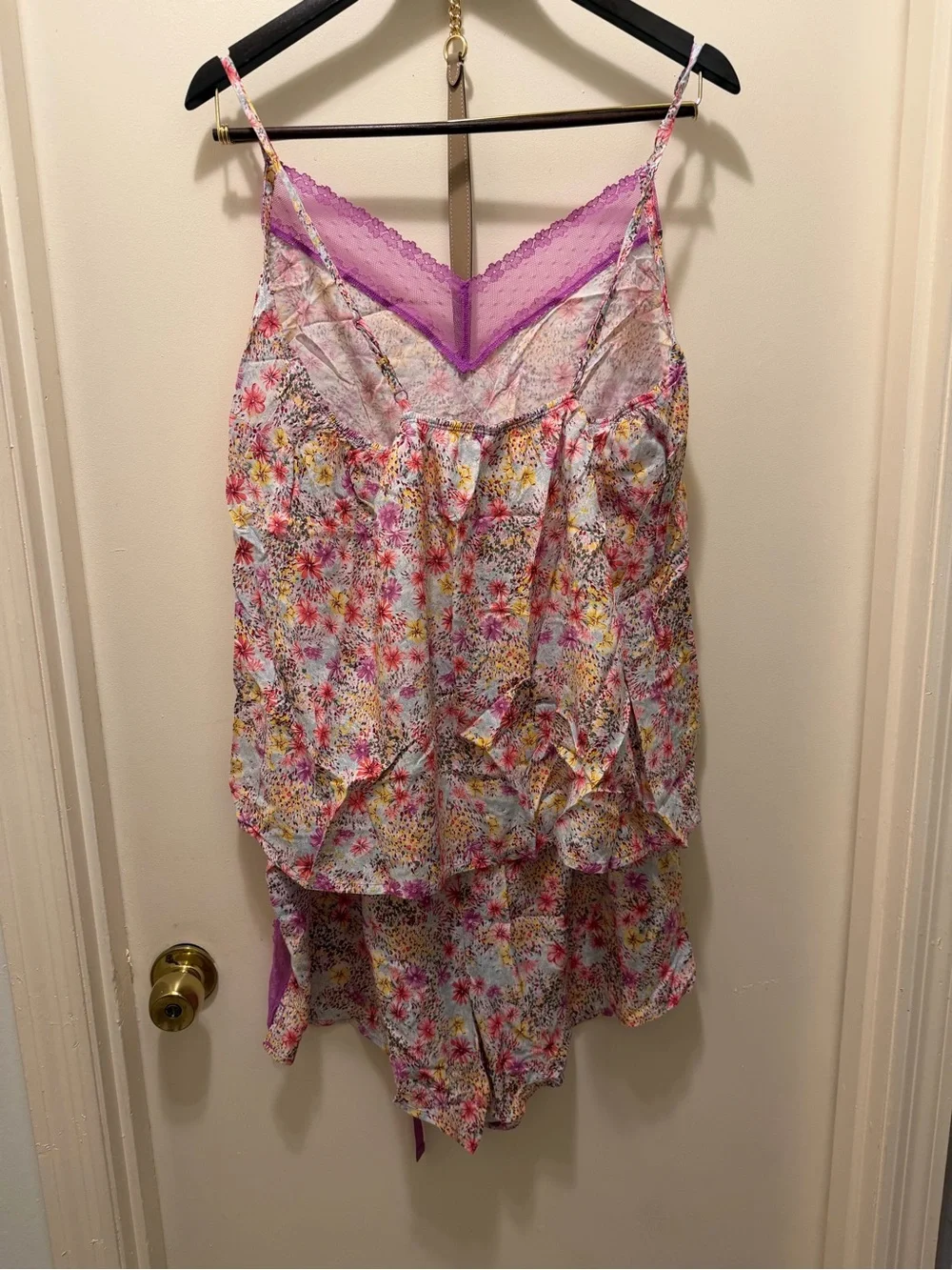 Cacique Floral Lace-Trim Satin Cami & Short Pajama Set - Floral